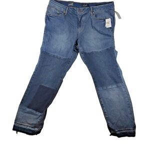 Earl Jean Denim Patches Skinny Ankle Womens‎ Blue 20W NWT